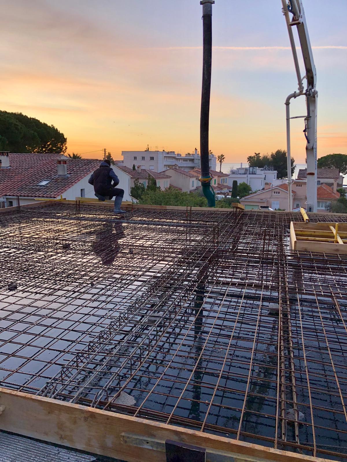 Coulage dalle béton armé chantier